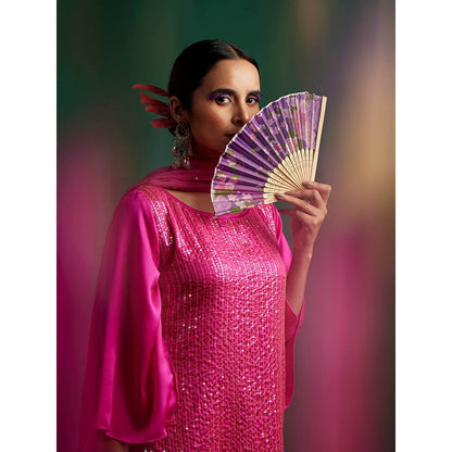Apeksha Jain Label Rani Pink Kurta with Pant and Dupatta (Set of 3)