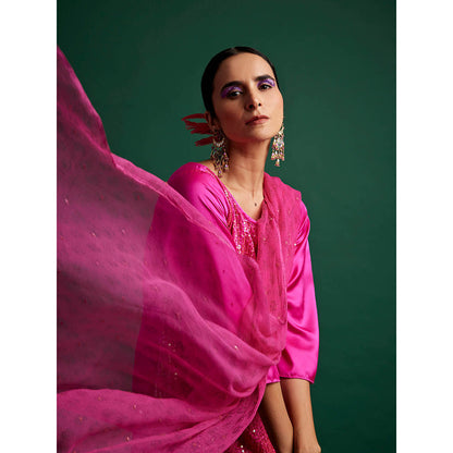Apeksha Jain Label Rani Pink Kurta with Pant and Dupatta (Set of 3)