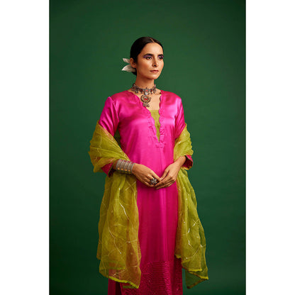 Apeksha Jain Label Rani Pink Kurta with Pant and Dupatta (Set of 3)