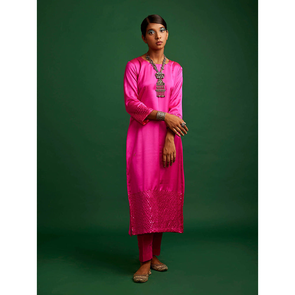 Apeksha Jain Label Rani Pink Kurta with Pant and Dupatta (Set of 3)