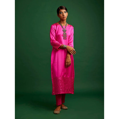 Apeksha Jain Label Rani Pink Kurta with Pant and Dupatta (Set of 3)