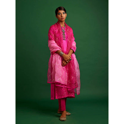 Apeksha Jain Label Rani Pink Kurta with Pant and Dupatta (Set of 3)