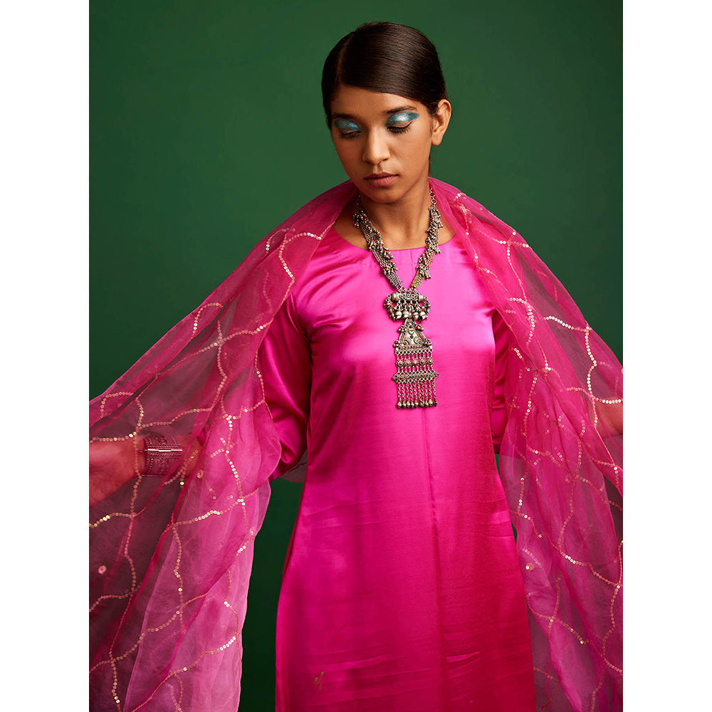 Apeksha Jain Label Rani Pink Kurta with Pant and Dupatta (Set of 3)