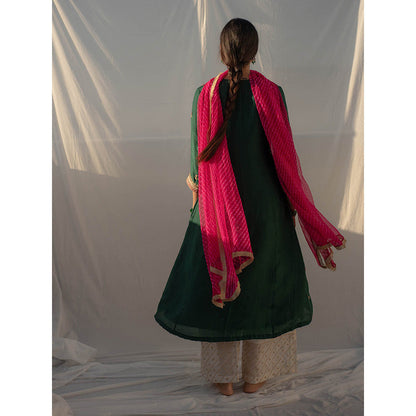 Apeksha Jain Label Green Anarkali with Palazzo and Dupatta (Set of 3)