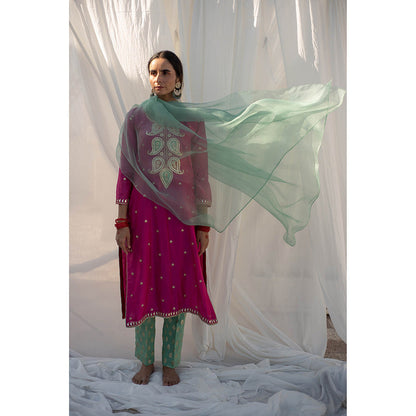Apeksha Jain Label Rani Pink Kurta with Pant and Dupatta (Set of 3)