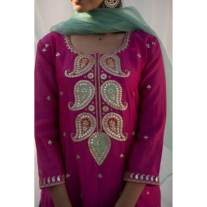 Apeksha Jain Label Rani Pink Kurta with Pant and Dupatta (Set of 3)