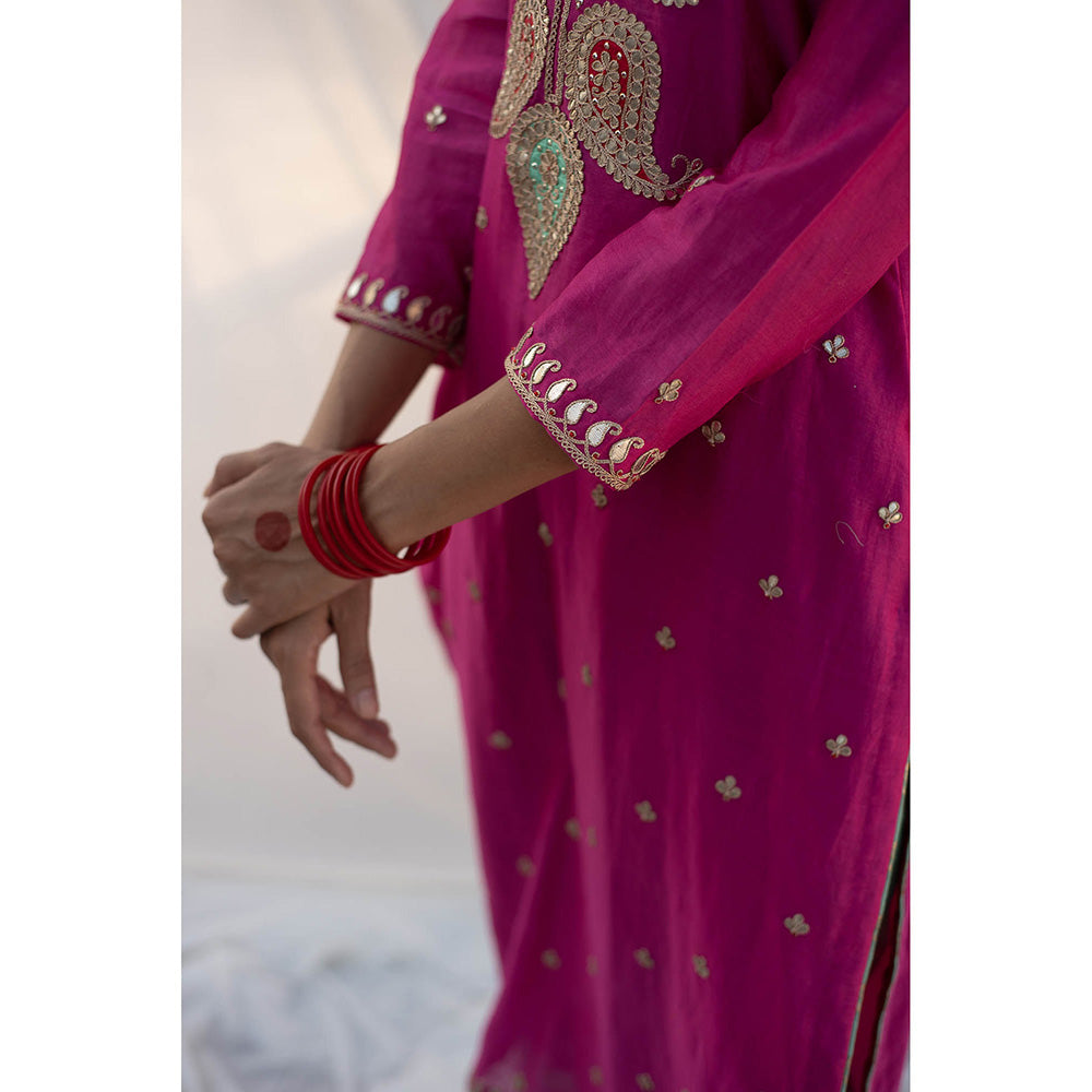 Apeksha Jain Label Rani Pink Kurta with Pant and Dupatta (Set of 3)