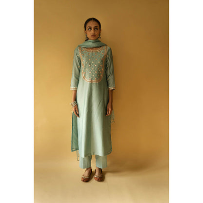 Apeksha Jain Label Blue Kurta with Pant and Dupatta (Set of 3)
