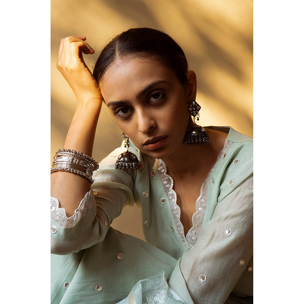Apeksha Jain Label Ice Green Kurta with Pant and Dupatta (Set of 3)