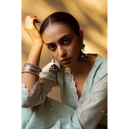 Apeksha Jain Label Ice Green Kurta with Pant and Dupatta (Set of 3)