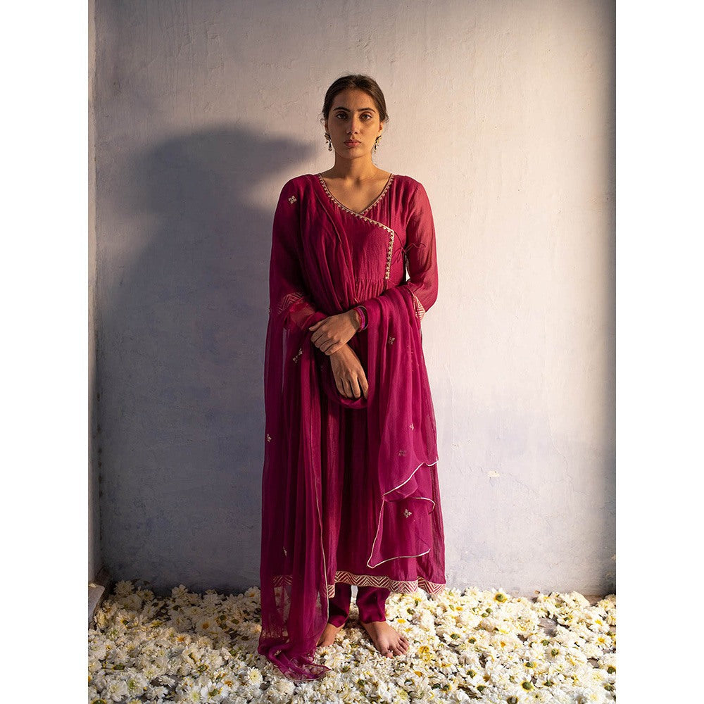 Apeksha Jain Label Purple Angarkha with Pant and Dupatta (Set of 3)