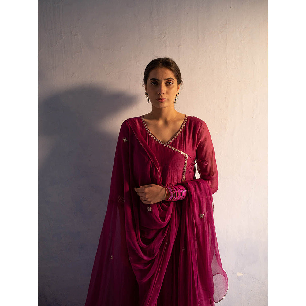 Apeksha Jain Label Purple Angarkha with Pant and Dupatta (Set of 3)