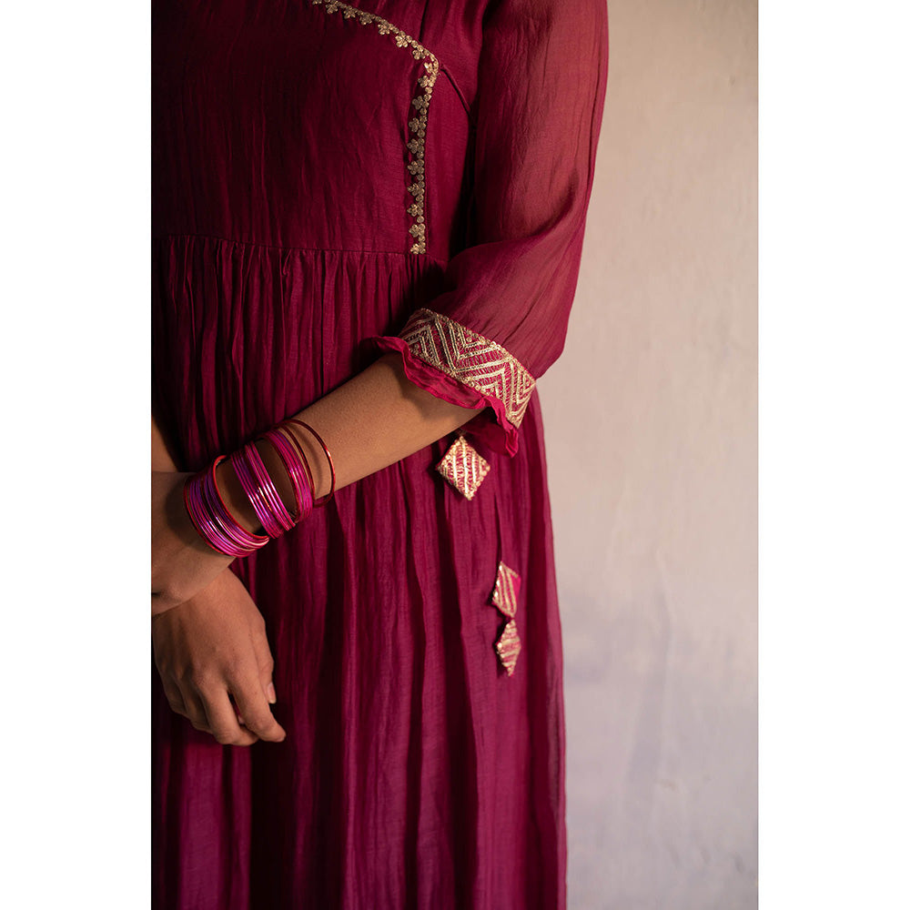 Apeksha Jain Label Purple Angarkha with Pant and Dupatta (Set of 3)