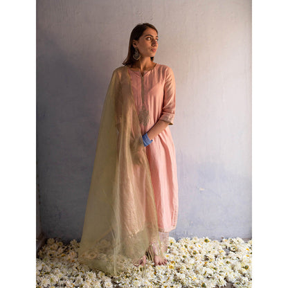 Apeksha Jain Label Powder Pink Anarkali with Pant and Dupatta (Set of 3)