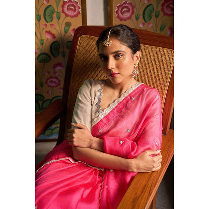 Apeksha Jain Label Pink Gul Saree with Stitched Blouse