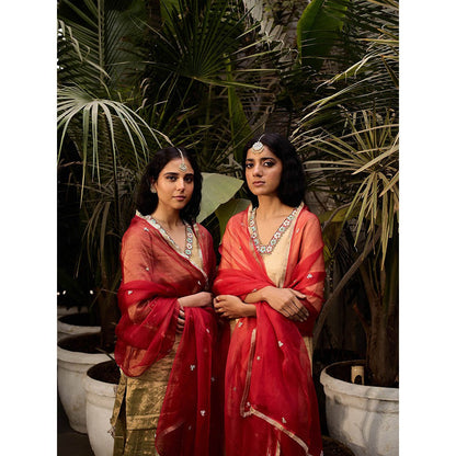 Apeksha Jain Label Gold Kurta with Sharara and Dupatta (Set of 3)