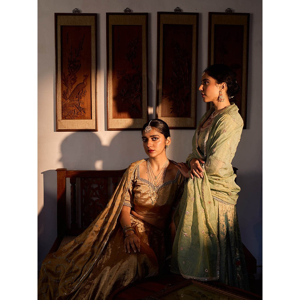 Apeksha Jain Label Gold Suvarna Lehenga with Blouse and Dupatta (Set of 3)
