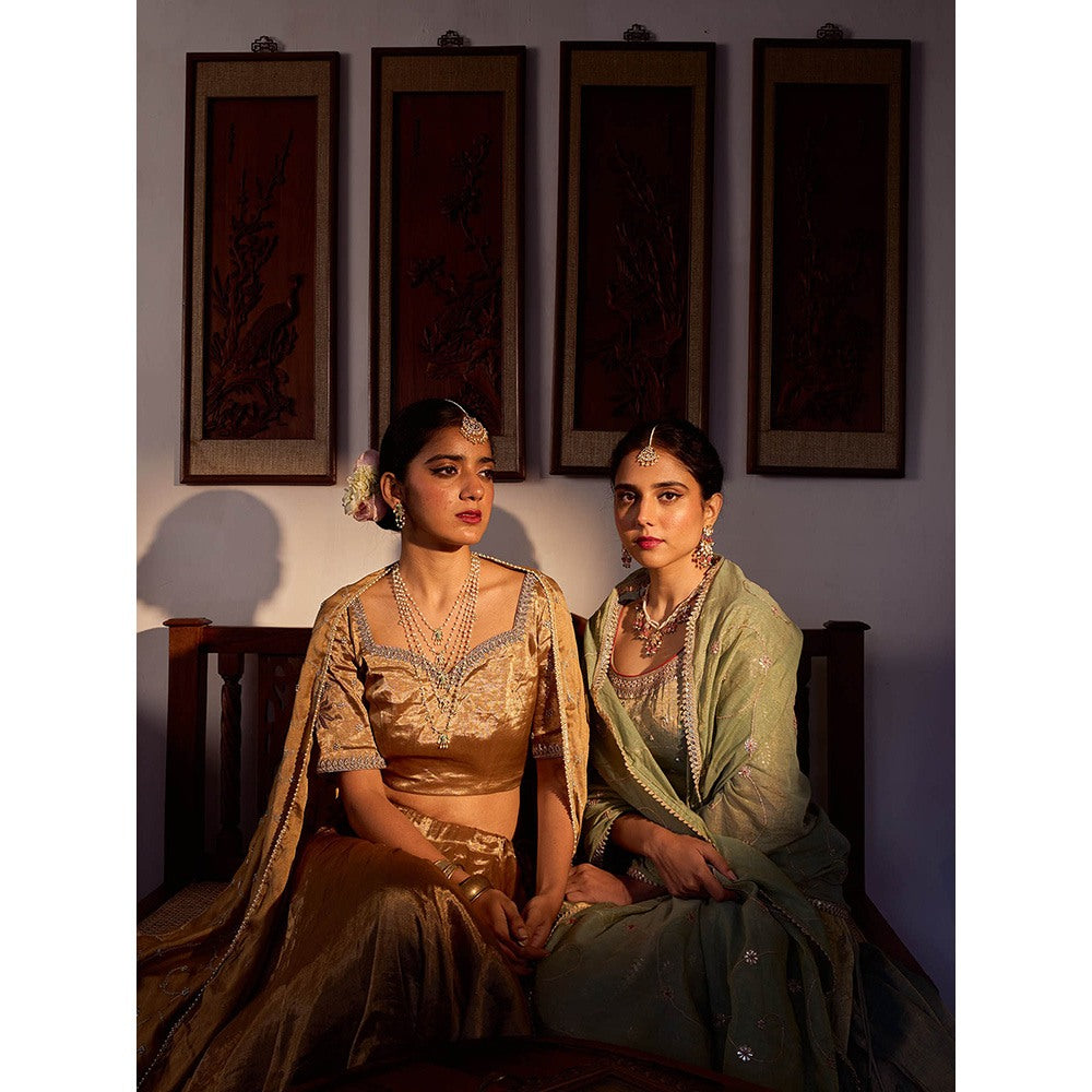 Apeksha Jain Label Green Nayaab Lehenga with Blouse and Dupatta (Set of 3)