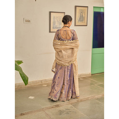 Apeksha Jain Label Purple Jamuni Lehenga with Blouse and Dupatta (Set of 3)