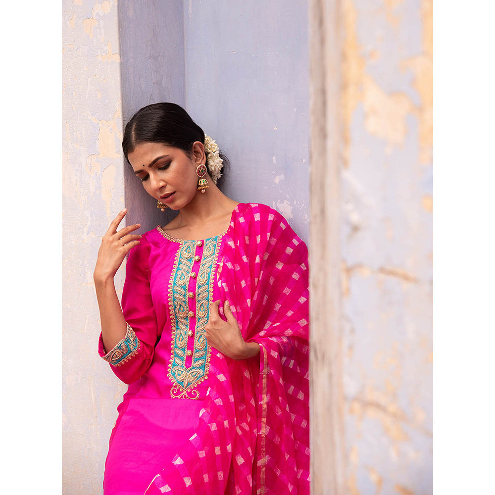 Apeksha Jain Label Pink Anarkali with Pant and Dupatta (Set of 3)