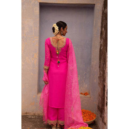 Apeksha Jain Label Hot Pink Kurta with Pant and Dupatta (Set of 3)