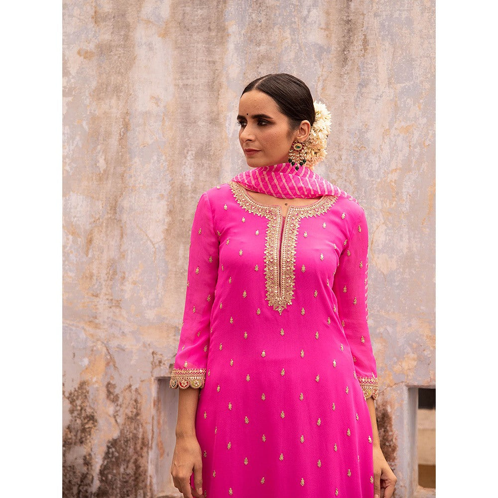 Apeksha Jain Label Hot Pink Kurta with Pant and Dupatta (Set of 3)
