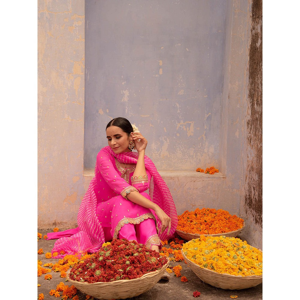 Apeksha Jain Label Hot Pink Kurta with Pant and Dupatta (Set of 3)