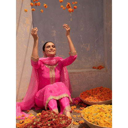 Apeksha Jain Label Hot Pink Kurta with Pant and Dupatta (Set of 3)