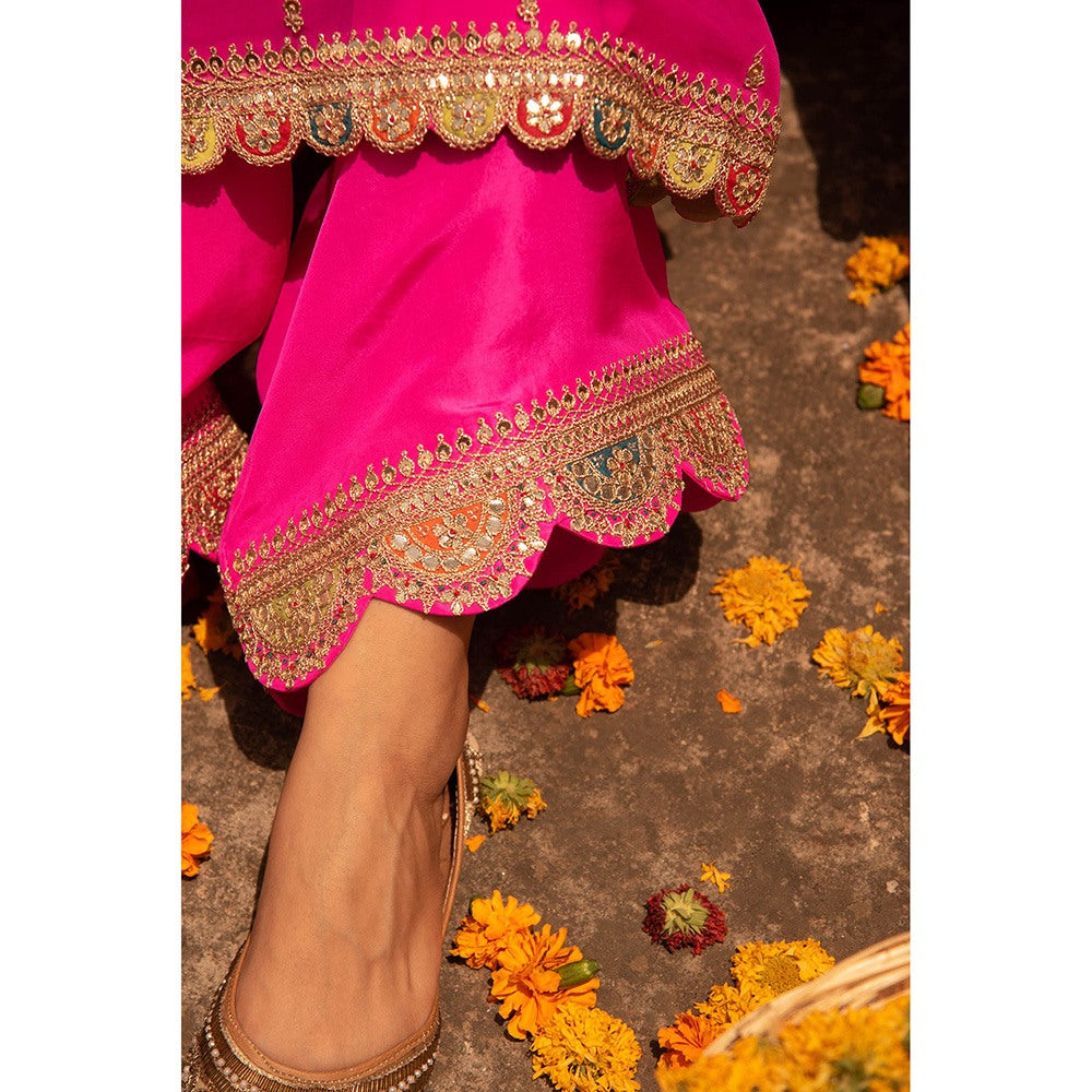 Apeksha Jain Label Hot Pink Kurta with Pant and Dupatta (Set of 3)