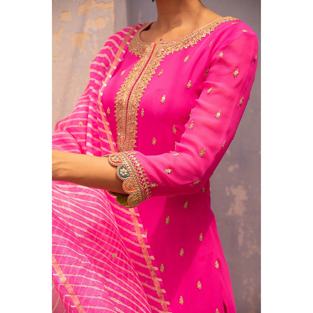 Apeksha Jain Label Hot Pink Kurta with Pant and Dupatta (Set of 3)