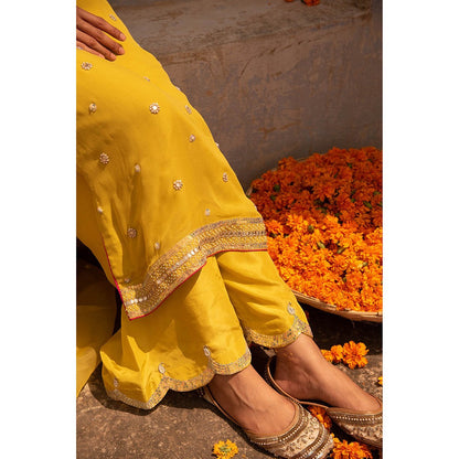 Apeksha Jain Label Yellow Kurta with Pant and Dupatta (Set of 3)