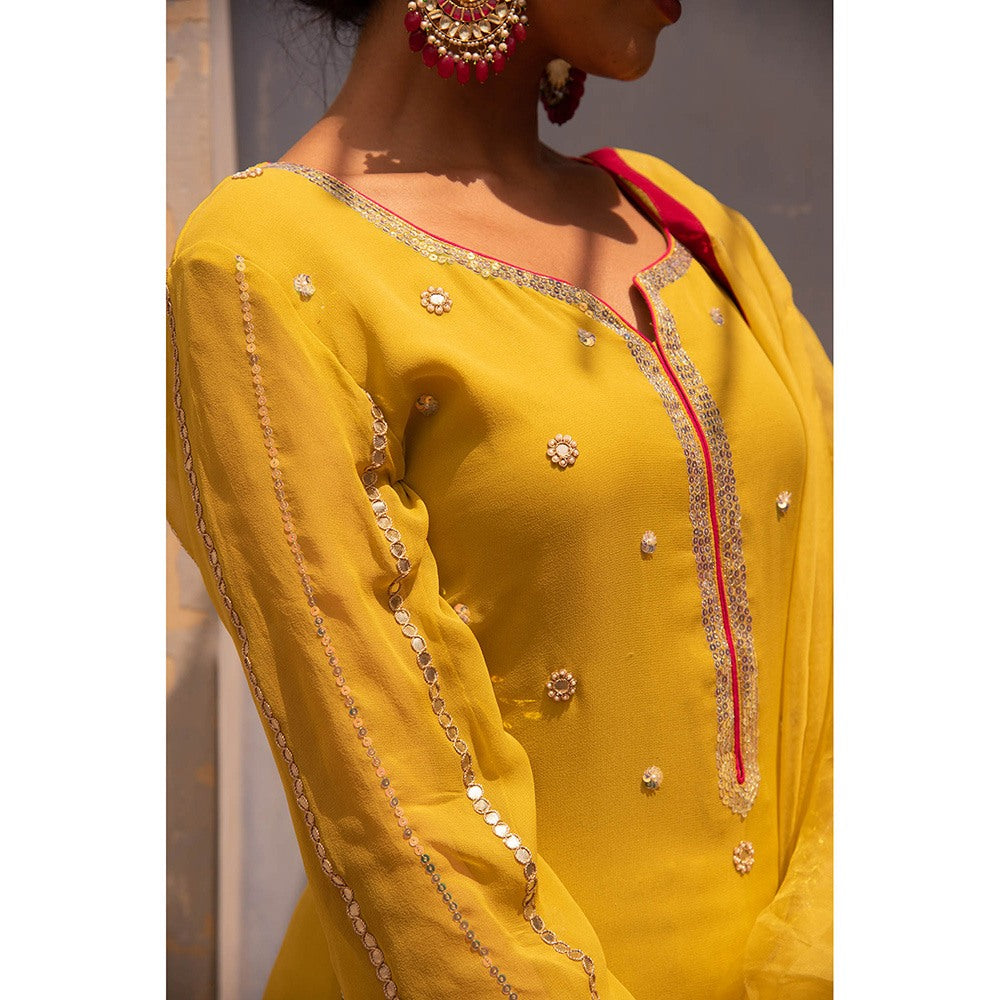 Apeksha Jain Label Yellow Kurta with Pant and Dupatta (Set of 3)