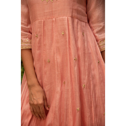 Apeksha Jain Label Peach Anarkali with Palazzo and Dupatta (Set of 2)
