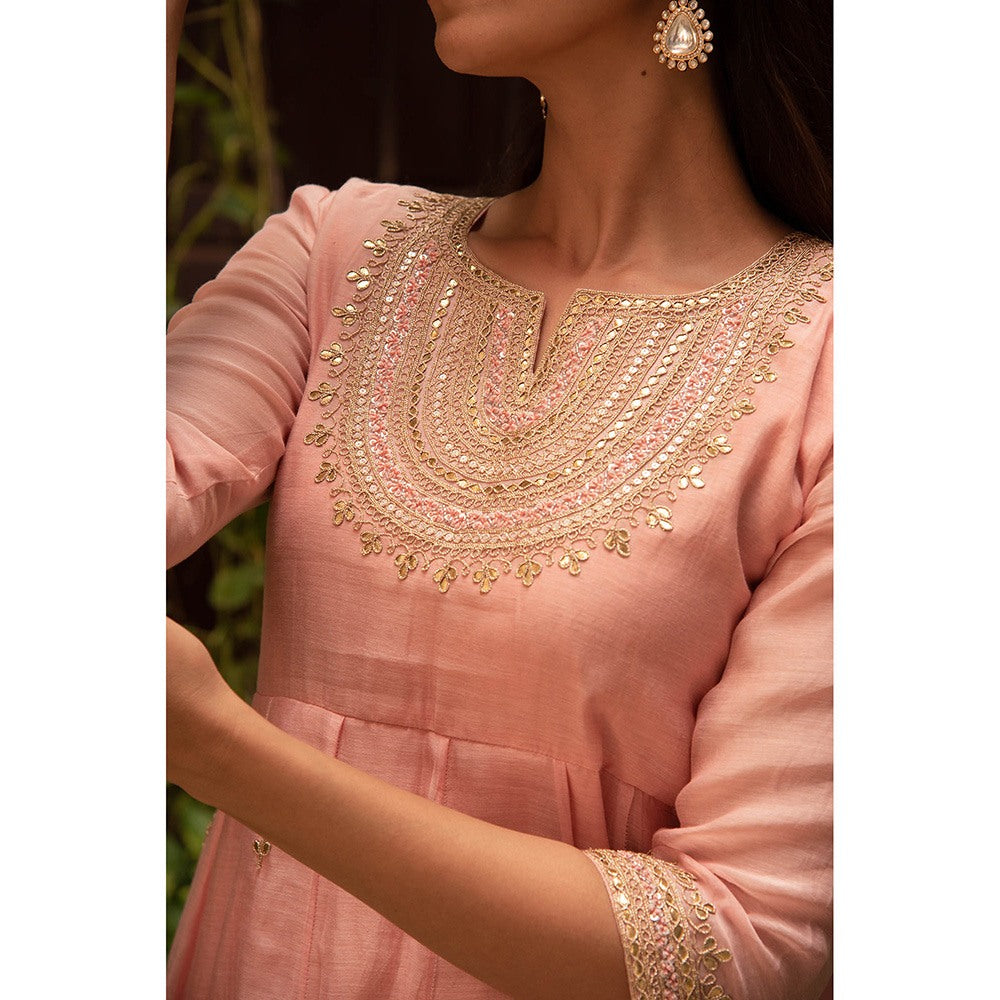 Apeksha Jain Label Peach Anarkali with Palazzo and Dupatta (Set of 2)