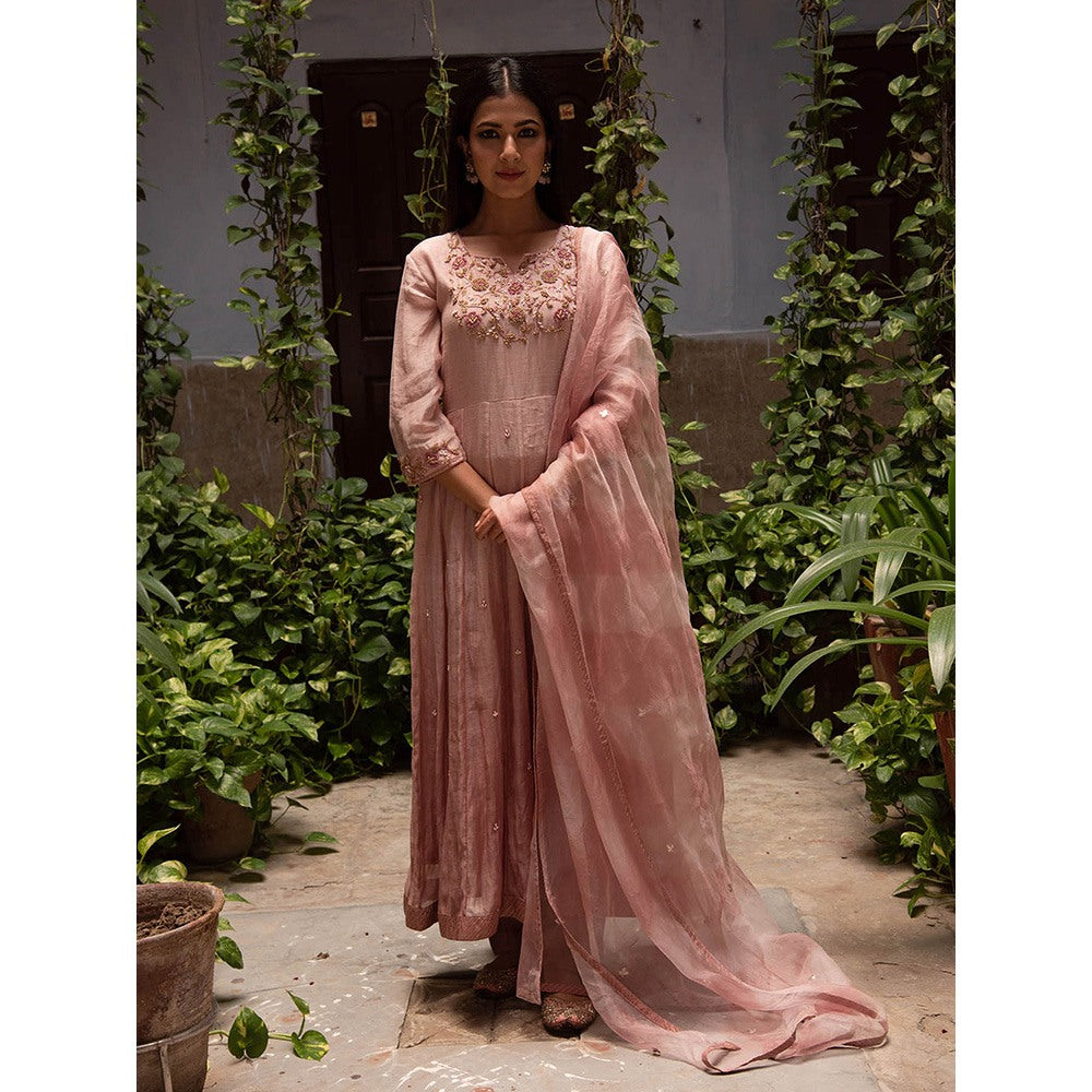 Apeksha Jain Label Onion Pink Anarkali with Pant and Dupatta (Set of 3)