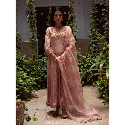 Apeksha Jain Label Onion Pink Anarkali with Pant and Dupatta (Set of 3)