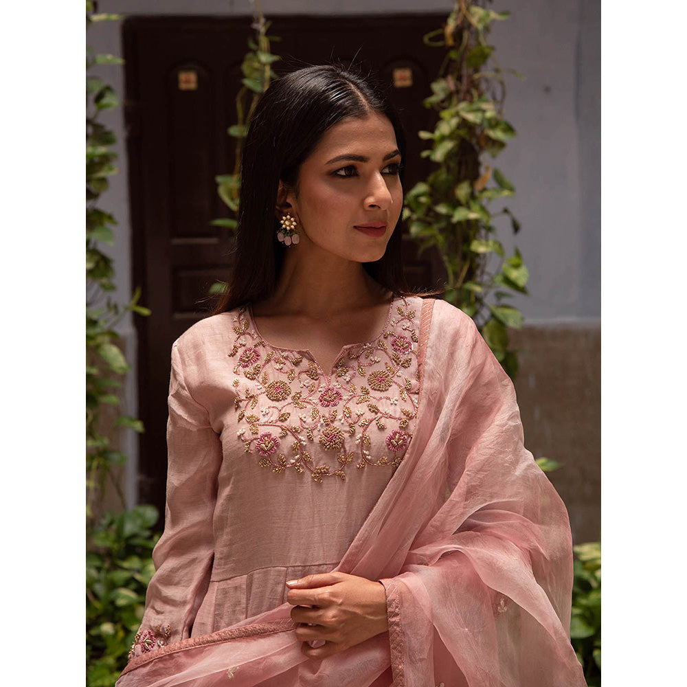 Apeksha Jain Label Onion Pink Anarkali with Pant and Dupatta (Set of 3)