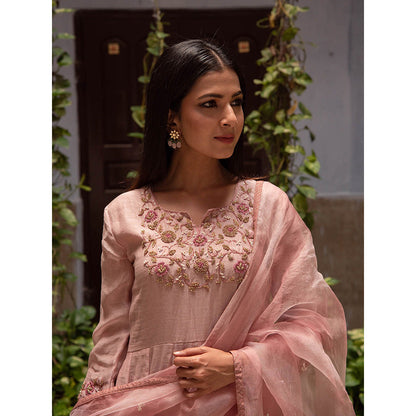 Apeksha Jain Label Onion Pink Anarkali with Pant and Dupatta (Set of 3)