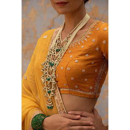 Apeksha Jain Label Mustard Lehenga with Blouse and Dupatta (Set of 3)