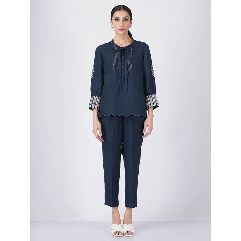 ARCVSH by Pallavi Singh Sunflower Top with Pants & Slip (Set of 3)