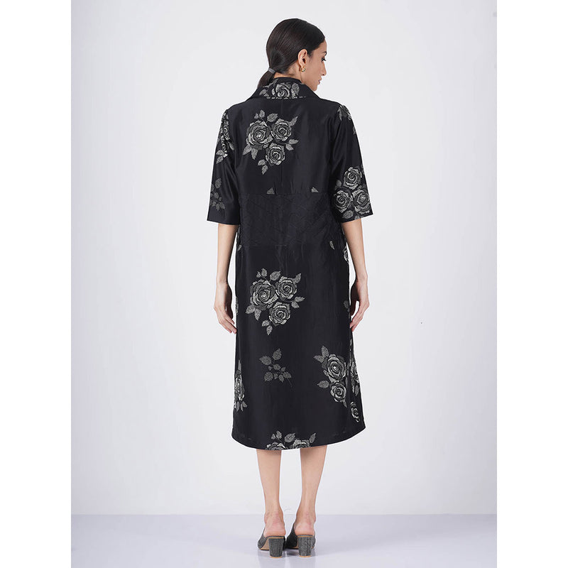 ARCVSH by Pallavi Singh Black Piping Waist Rose Jacket