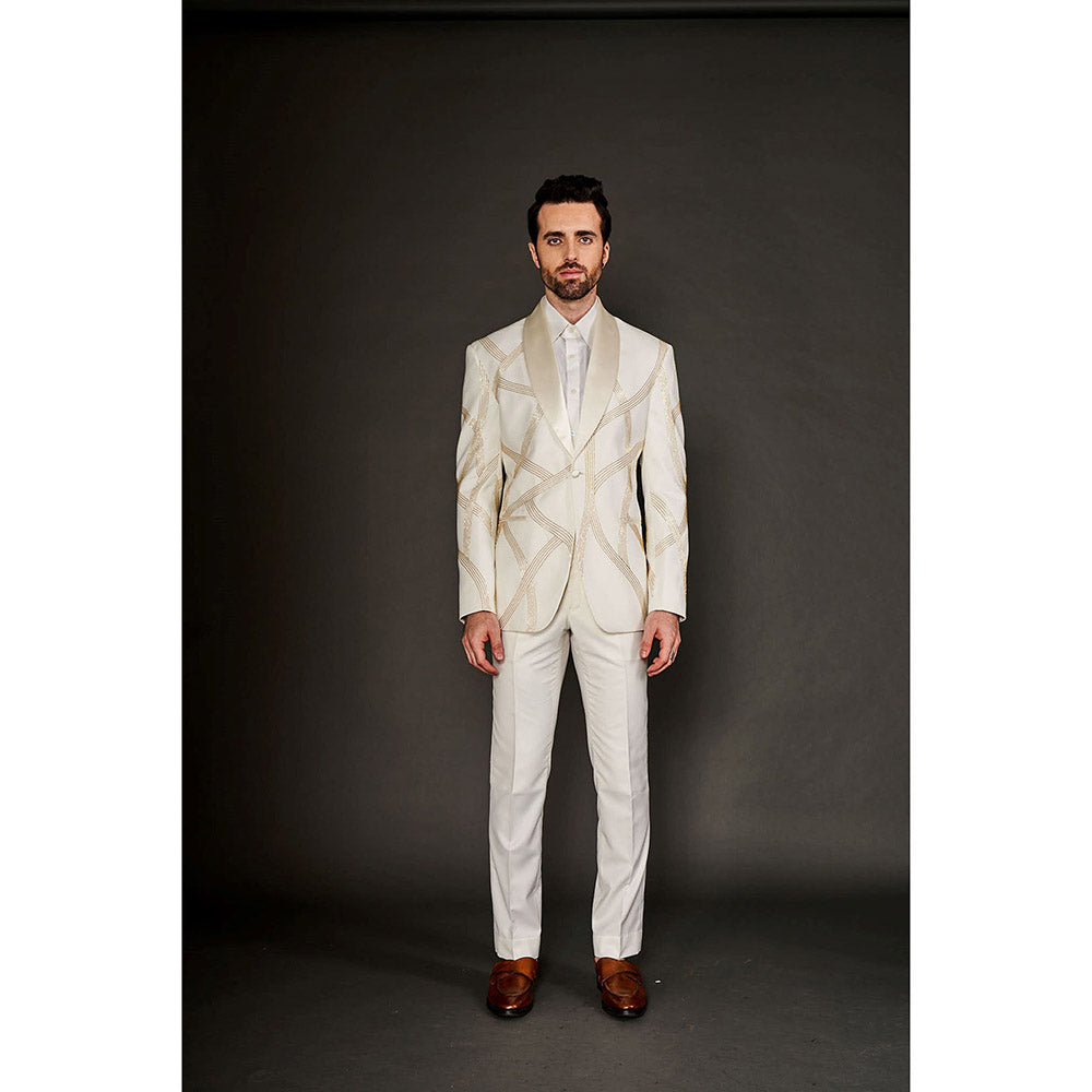 Arjun Kilachand Gold Cut Dana Embroidered Tuxedo (Set of 2)