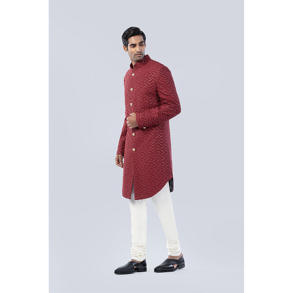 Arjun Kilachand French Knot and Sequins Embellishment Sherwani (Set of 2)