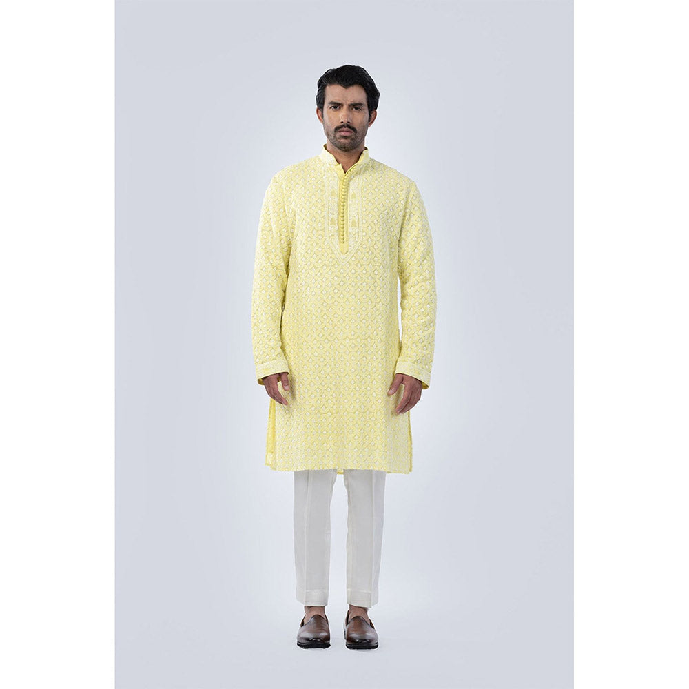 Arjun Kilachand Lemon Yellow Chikankaari Kurta