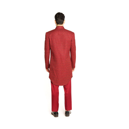Arjun Kilachand Maroon Resham Thread Work and Embroidered Sherwani with Pant (Set of 2)