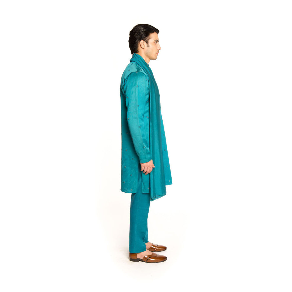 Arjun Kilachand Winsor Blue Embroidered Kurta with Pant and Dupatta (Set of 3)