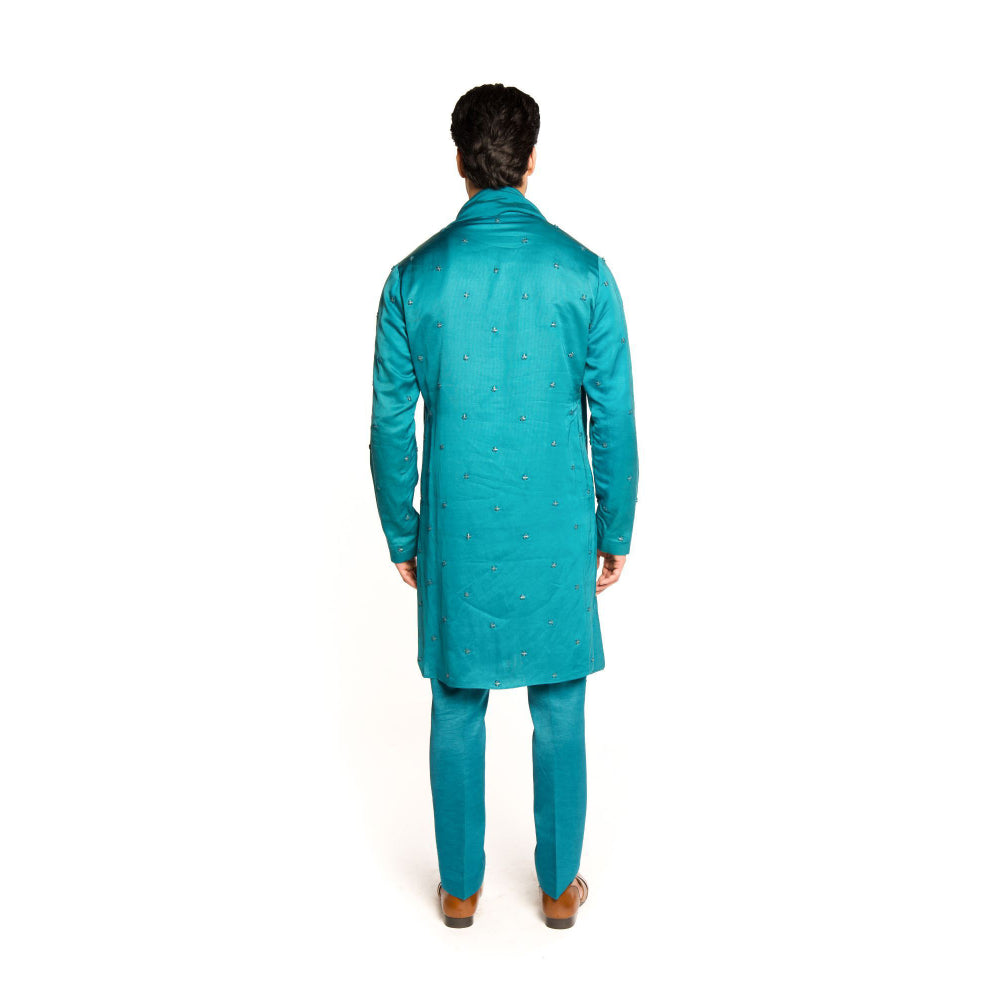 Arjun Kilachand Winsor Blue Embroidered Kurta with Pant and Dupatta (Set of 3)