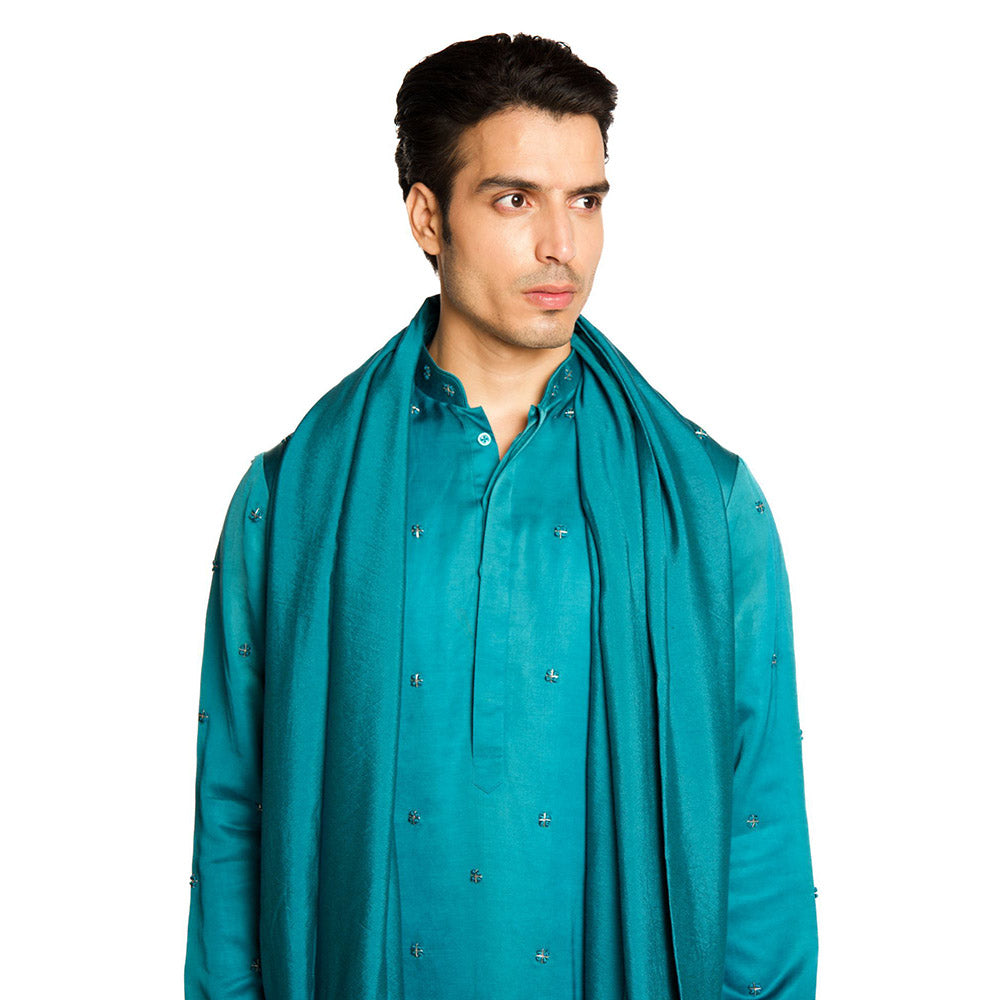 Arjun Kilachand Winsor Blue Embroidered Kurta with Pant and Dupatta (Set of 3)