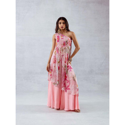 AROOP SHOP INDIA Women Pink Floral Kurta with Palazzo (Set of 2)