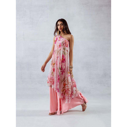 AROOP SHOP INDIA Women Pink Floral Kurta with Palazzo (Set of 2)